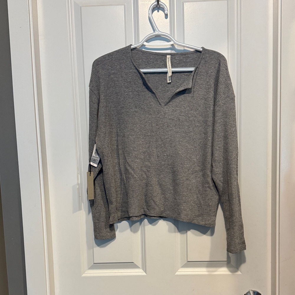 Babaton Charcoal V-Neck Blouse